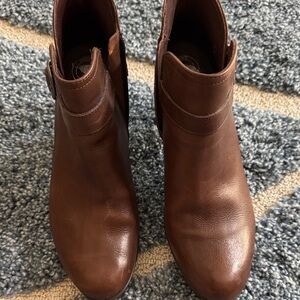 Like New..Women's Nurture Brown Leather Ankle Booties with Side Buckle